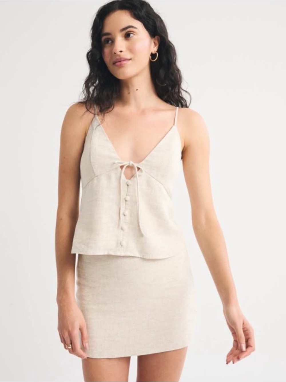 Abercrombie & Fitch Beige Linen Mini Skirt
